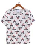 Romwe Mickey Print Loose T-shirt