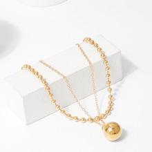 Romwe Metal Ball Decorated Layered Necklace