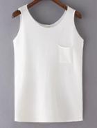 Romwe White Pocket Slim Tank Top