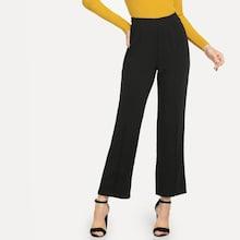 Romwe Button Hem Zip Side Solid Pants