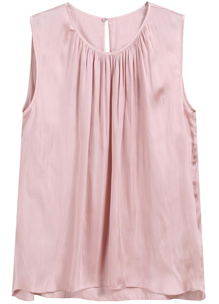 Romwe Round Neck Pleated Vest