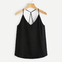 Romwe Plus Criss Cross Cami Top