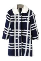 Romwe Doll Collar Buttons Embellished Woolen Coat