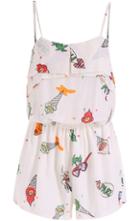 Romwe White Spaghetti Strap Ice Cream Print Jumpsuit
