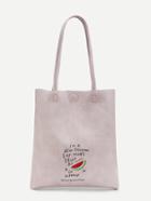 Romwe Watermelon And Letter Print Pu Tote Bag