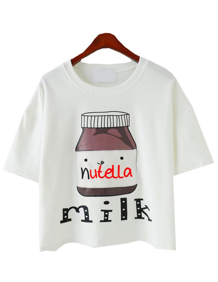 Romwe Milk Bottle Print Loose T-shirt