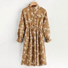 Romwe Ditsy Floral Button Front Tea Dress