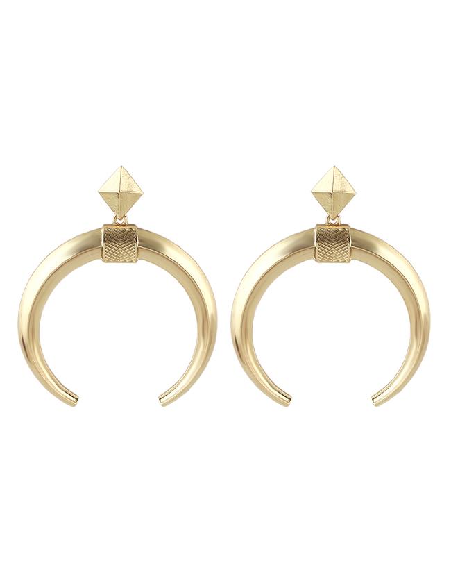 Romwe Alloy Gold Plated Stud Moon Earrings