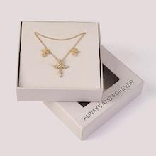 Romwe Mothers Day Gift Rhinestone Decor Necklace & Cross Earrings Set 3packs