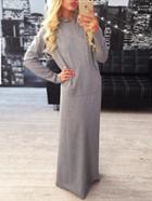 Romwe Hooded Pocket Maxi Sweatshirt Dress
