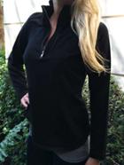 Romwe High Neck Zipper Black Sweatshirt