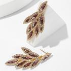 Romwe Gemstone Leaf Shaped Stud Earrings