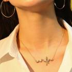 Romwe Heartbeat Pendant Necklace & Earrings 3pcs