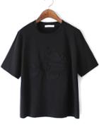 Romwe Mickey Embossed Black T-shirt