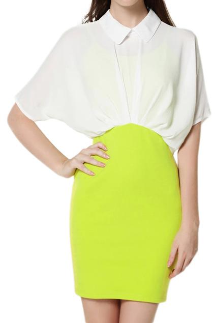 Romwe Fake-two-piece Yellow Dress