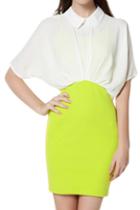 Romwe Fake-two-piece Yellow Dress