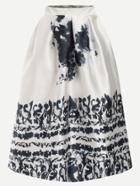 Romwe White Abstract Print Box Pleated Skirt