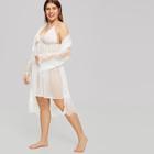 Romwe Plus Floral Lace Sheer Cami Dress With Robe