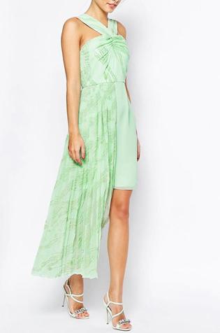 Romwe Halter Folds High Low Dress