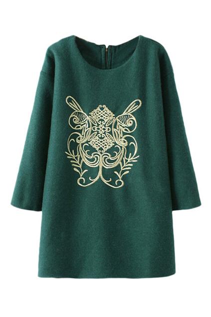 Romwe Floral Eembroidered Loose Knitted Jumper