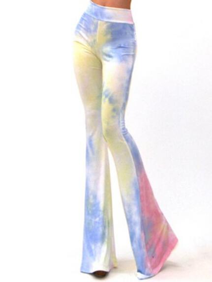 Romwe Elastic Waist Tie-dye Bell Pant