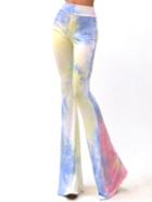 Romwe Elastic Waist Tie-dye Bell Pant