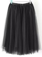 Romwe Black Elastic Waist Mesh Skirt