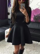 Romwe Round Neck Slim Flare Black Dress