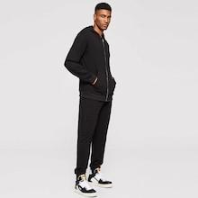 Romwe Guys Zip Up Drawstring Hoodie & Pants Set