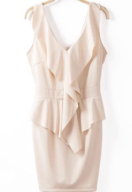 Romwe V Neck Backless Flouncing Dress