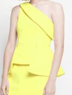 Romwe One-shoulder Peplum Hem Yellow Top