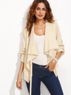 Romwe Apricot Lapel Rolled Up Sleeve Outerwear