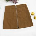 Romwe Dual Pocket Zip Up Skirt