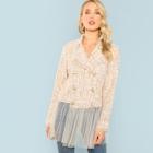Romwe Double Breasted Collar Jacket