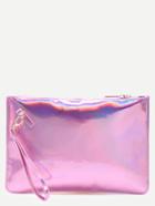 Romwe Pink Glitter Clutch Bag