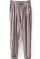 Romwe Drawstring With Pockets Grey Pant