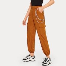 Romwe Flap Pockets Chain Detail Cargo Pants