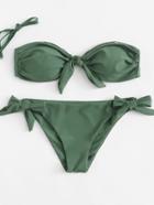 Romwe Detachable Straps Knot Bikini Set