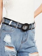 Romwe Contrast Piping Clear Buckle Belt