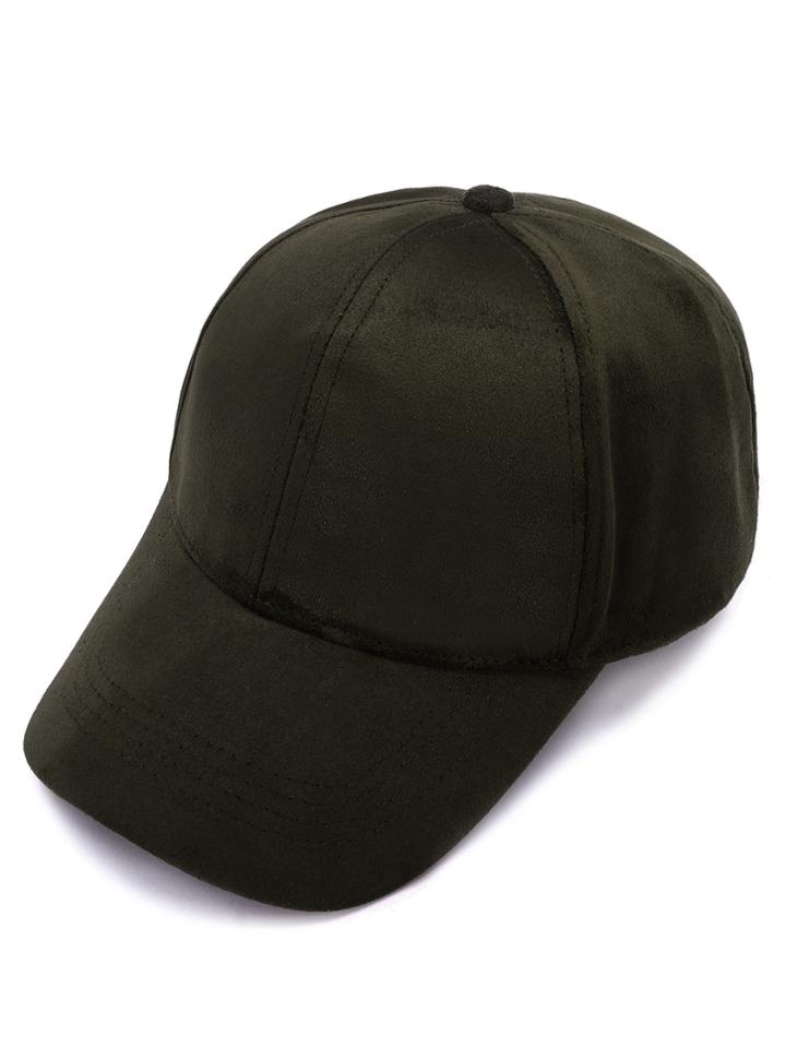 Romwe Army Green Suede Baseball Cap