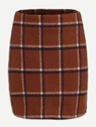 Romwe Brown Plaid Bodycon Skirt With Zipper