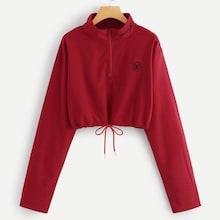 Romwe Embroidery Drawstring Jacket
