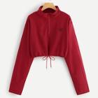 Romwe Embroidery Drawstring Jacket