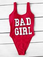 Romwe Graphic Print One Piece Swimsuit
