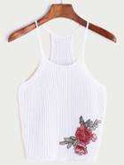 Romwe Rose Patch Knit Cami Top