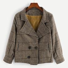 Romwe Plaid Crop Coat