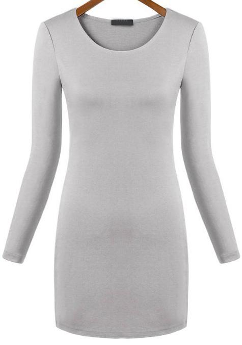 Romwe White Round Neck Slim Bodycon Dress