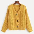 Romwe Single-breasted Cable Knit Sweater Coat
