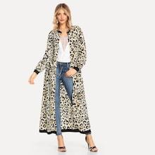 Romwe Leopard Open Front Outerwear