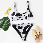 Romwe Cow Pattern Bikini Set